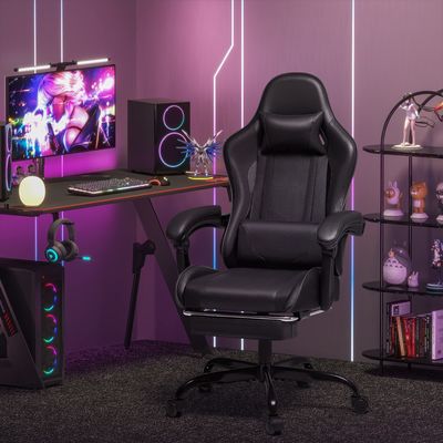 Color personalizado Ergonomía de la espalda alta Masaje de computadora silla de juego con reposapiés