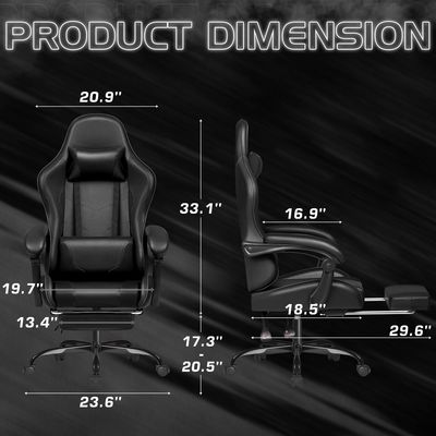 Color personalizado Ergonomía de la espalda alta Masaje de computadora silla de juego con reposapiés