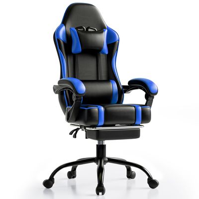 ALINUNU 2024 PC Silla de juegos de carreras ajustable de cuero reclinable y reposapiés incluidos