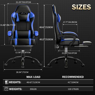 ALINUNU 2024 PC Silla de juegos de carreras ajustable de cuero reclinable y reposapiés incluidos