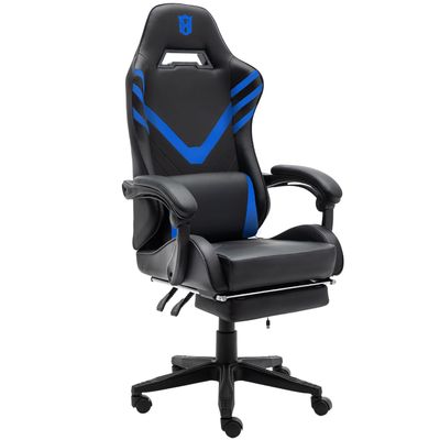 Silla ergonómica para juegos de computadora con respaldo lumbar y cuero sintético