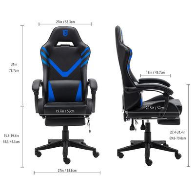 Silla ergonómica para juegos de computadora con respaldo lumbar y cuero sintético