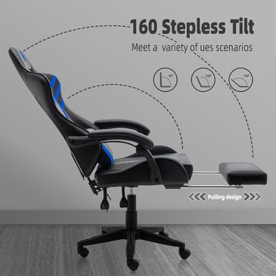 Silla ergonómica para juegos de computadora con respaldo lumbar y cuero sintético