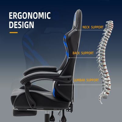 Silla ergonómica para juegos de computadora con respaldo lumbar y cuero sintético