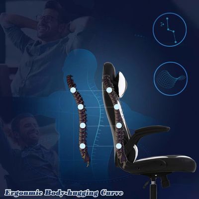 Silla de juegos de PC de ALINUNU Diseño ergonómico con apoyabrazos abatibles Apoyo lumbar y reposacabezas