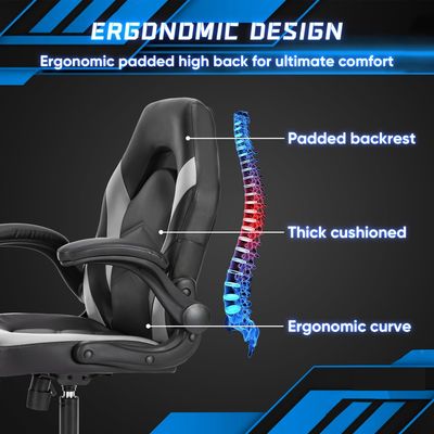 Silla de juegos ergonómica de altura ajustable de tela Silla de oficina de ordenador para videojuegos