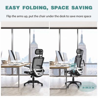 Silla de escritorio ergonómica con respaldo de cabeza ajustable y silla elevadora de estilo brazo invertido