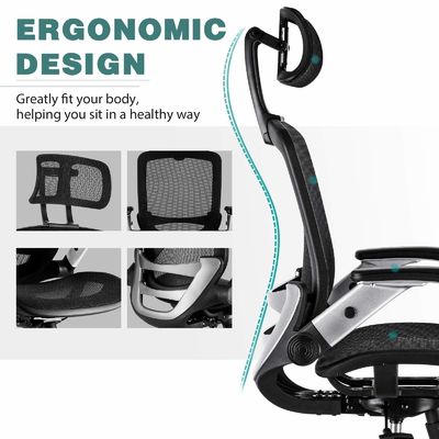 Silla de escritorio ergonómica con respaldo de cabeza ajustable y silla elevadora de estilo brazo invertido