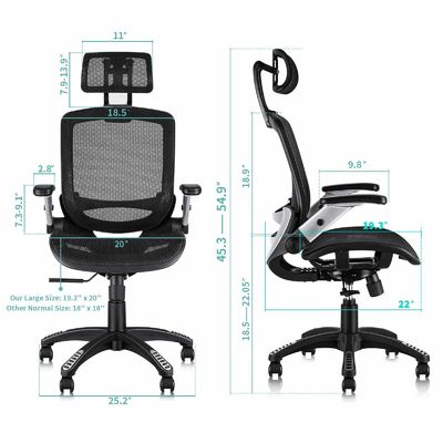 Silla de escritorio ergonómica con respaldo de cabeza ajustable y silla elevadora de estilo brazo invertido