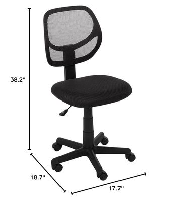 Silla de escritorio de computadora con espalda baja con función giratoria y revestimiento de malla ajustable de altura