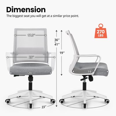 Silla de oficina ejecutiva Silla de malla con soporte lumbar y reposabrazos de altura ajustable