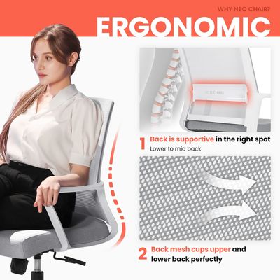 Silla de oficina ejecutiva Silla de malla con soporte lumbar y reposabrazos de altura ajustable
