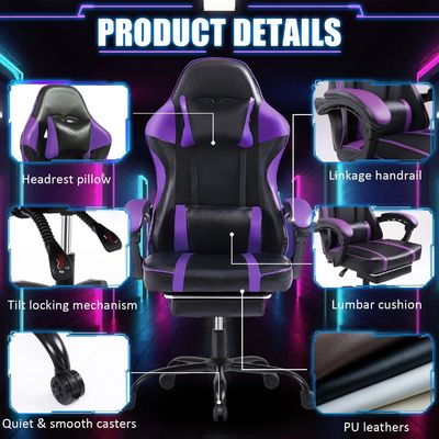 Silla de juego ergonómica ajustable en altura para adultos estilo de diseño
