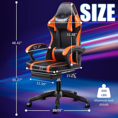 Silla de juego ergonómica de color personalizado con reposapiés y altura ajustable