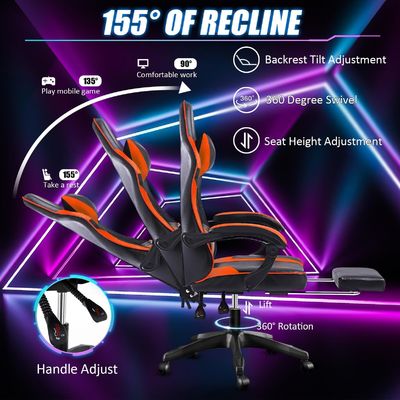 Silla de juego ergonómica de color personalizado con reposapiés y altura ajustable