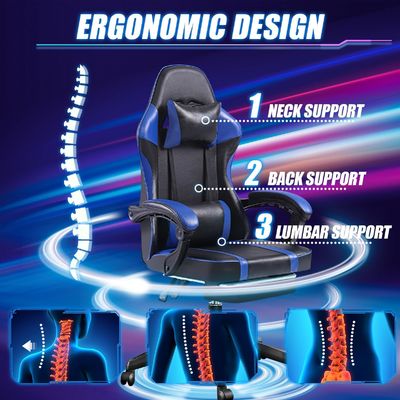 Silla de juego ergonómica giratoria 360 con reposa patas ajustable en altura y reclinable