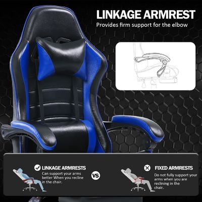 Silla de juego ergonómica con altura ajustable y reposapiés en color personalizado