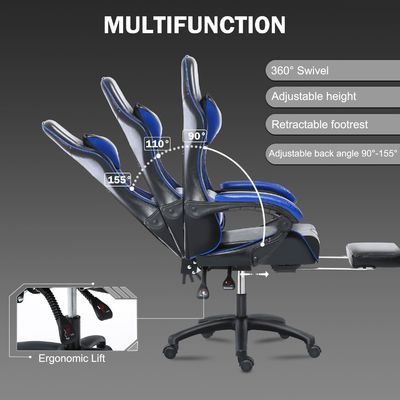 Silla de juego ergonómica con altura ajustable y reposapiés en color personalizado