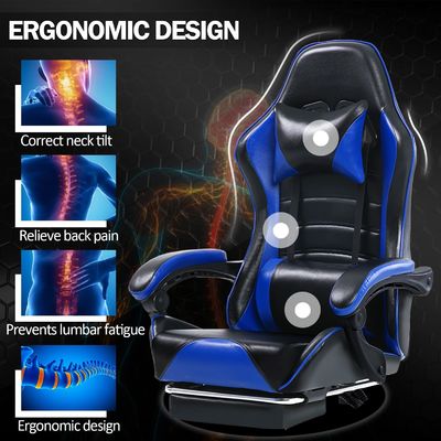 Silla de juego ergonómica con altura ajustable y reposapiés en color personalizado