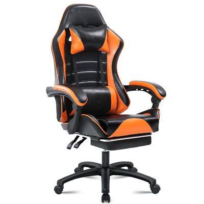 Silla de juego ergonómica ALINUNU para adultos Silla giratoria con reposapiés de cuero sintético