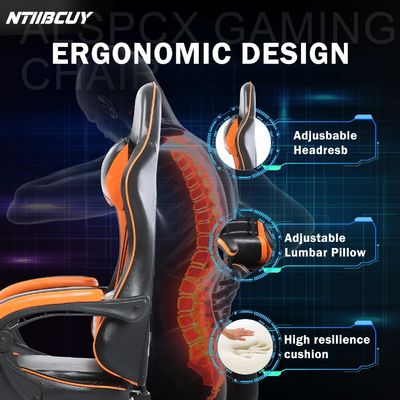 Silla de juego ergonómica ALINUNU para adultos Silla giratoria con reposapiés de cuero sintético