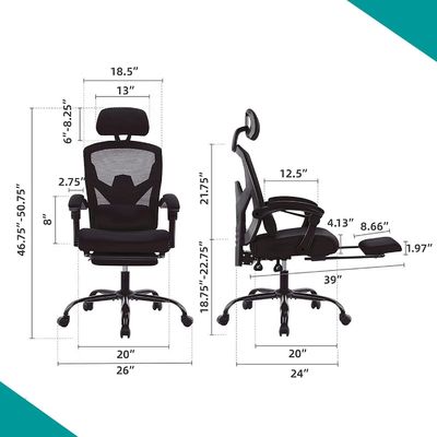 Embalaje de correos sillas de oficina ergonómicas con respaldo en malla sillas con soporte lumbar