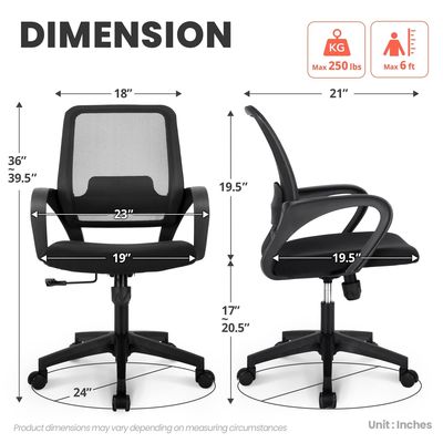 Silla informática con soporte lumbar ajustable de escritorio ergonómico