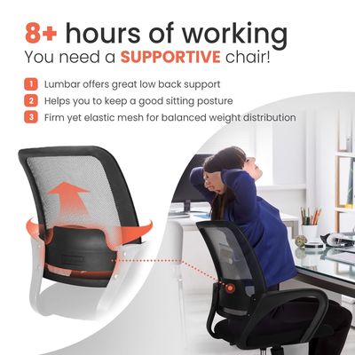 Silla informática con soporte lumbar ajustable de escritorio ergonómico
