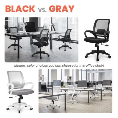 Silla metálica con soporte giratorio y lumbar ajustable Silla informática con malla ergonómica