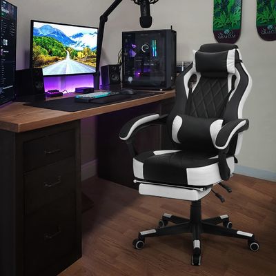 Silla de juegos de cuero de PU de estilo de carreras de color personalizado con funcionalidad giratoria
