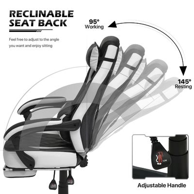 Silla de juegos de cuero de PU de estilo de carreras de color personalizado con funcionalidad giratoria