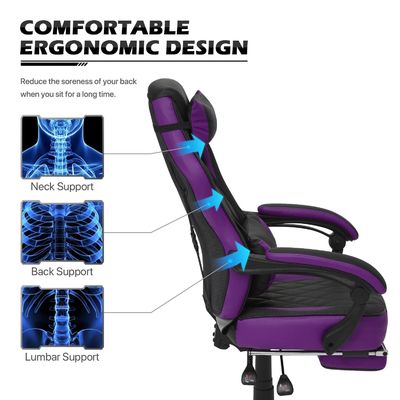 Silla de juego de cuero de estilo de carreras de PU Material de asiento de espuma de diseño ergonómico de ALINUNU