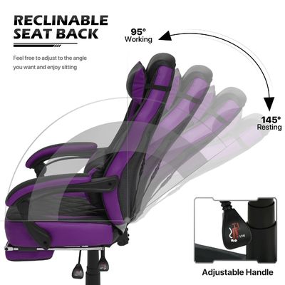 Silla de juego de cuero de estilo de carreras de PU Material de asiento de espuma de diseño ergonómico de ALINUNU