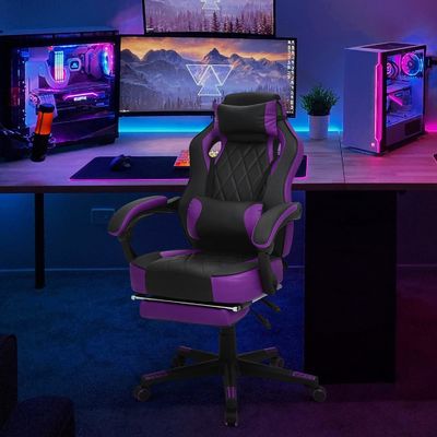 Silla de juego de cuero de estilo de carreras de PU Material de asiento de espuma de diseño ergonómico de ALINUNU
