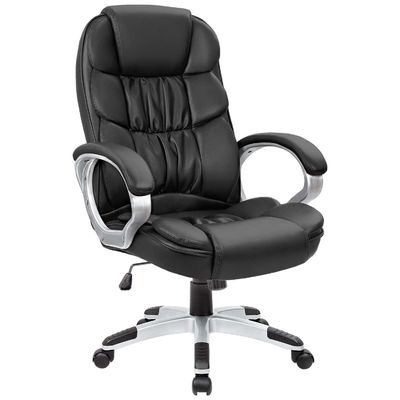 Silla de oficina ejecutiva con respaldo lumbar y altura ajustable de cuero PU