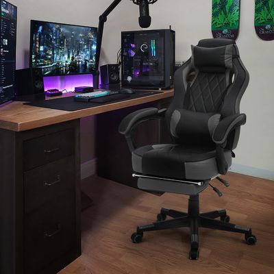 Silla giratoria ALINUNU PU Silla de juego de cuero con 360 giratorios / ajuste de altura / reclinación