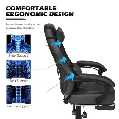 Silla giratoria ALINUNU PU Silla de juego de cuero con 360 giratorios / ajuste de altura / reclinación