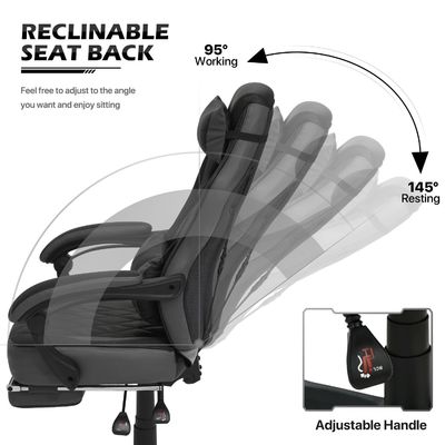 Silla giratoria ALINUNU PU Silla de juego de cuero con 360 giratorios / ajuste de altura / reclinación
