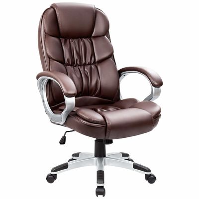 Silla de oficina ejecutiva con altura ajustable de espalda alta Silla de escritorio de computadora de cuero PU