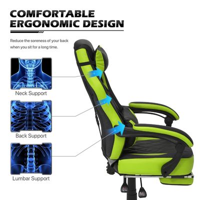 ALINUNU Estilo de carreras silla de juegos de PU silla de ordenador ergonómica con diseño moderno