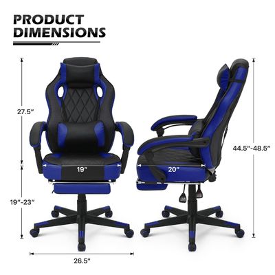 Silla de juegos de altura ajustable en cuero de PU para juegos de computadora de estilo de carreras en ALINUNU