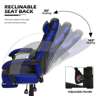 Silla de juegos de altura ajustable en cuero de PU para juegos de computadora de estilo de carreras en ALINUNU
