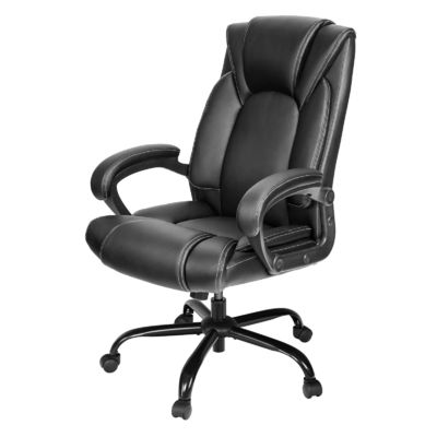 Silla de escritorio ejecutivo tapizada de cuero con altura ajustable y soporte ergonómico