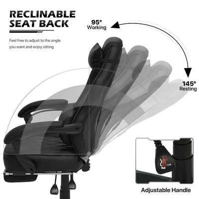 La silla de juegos de PU de ALINUNU es ergonómica y ajustable para largas sesiones de juego.