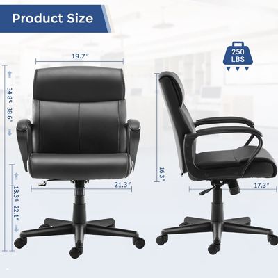 360 giratorios / ajuste de altura / reclinable silla de escritorio de espalda media para una capacidad de peso de 250 libras