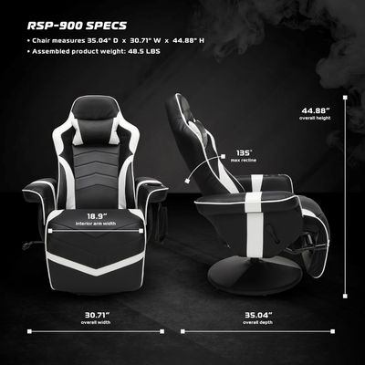 Silla de juego reclinable para computadora con reposapiés de ALINUNU Ajustable y tapizada