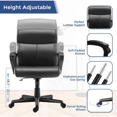 360 giratorios / ajuste de altura / reclinable silla de escritorio de espalda media para una capacidad de peso de 250 libras