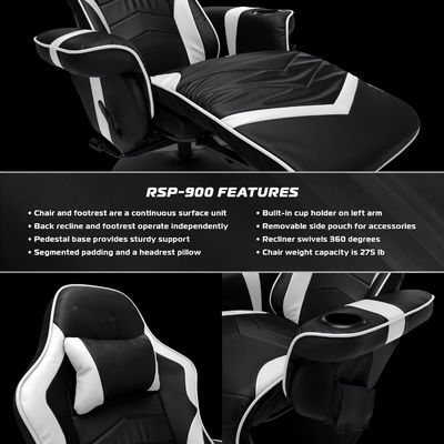 Silla de juego reclinable para computadora con reposapiés de ALINUNU Ajustable y tapizada