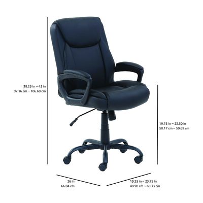 26&quot;D x 23.75&quot;W x 42&quot;H Centro de la espalda PU puresoft Silla de escritorio de la oficina del ordenador con 3 ascensor de gas
