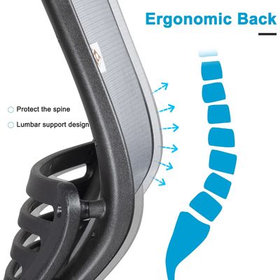 Silla de escritorio ergonómica con apoyo para el brazo y la cintura con ajuste de altura Gris